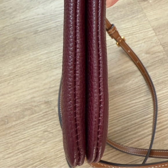 Tory Burch Perry Bombe Double Zip Leather Crossbody Burgundy Chic Feminine - Picture 9 of 12